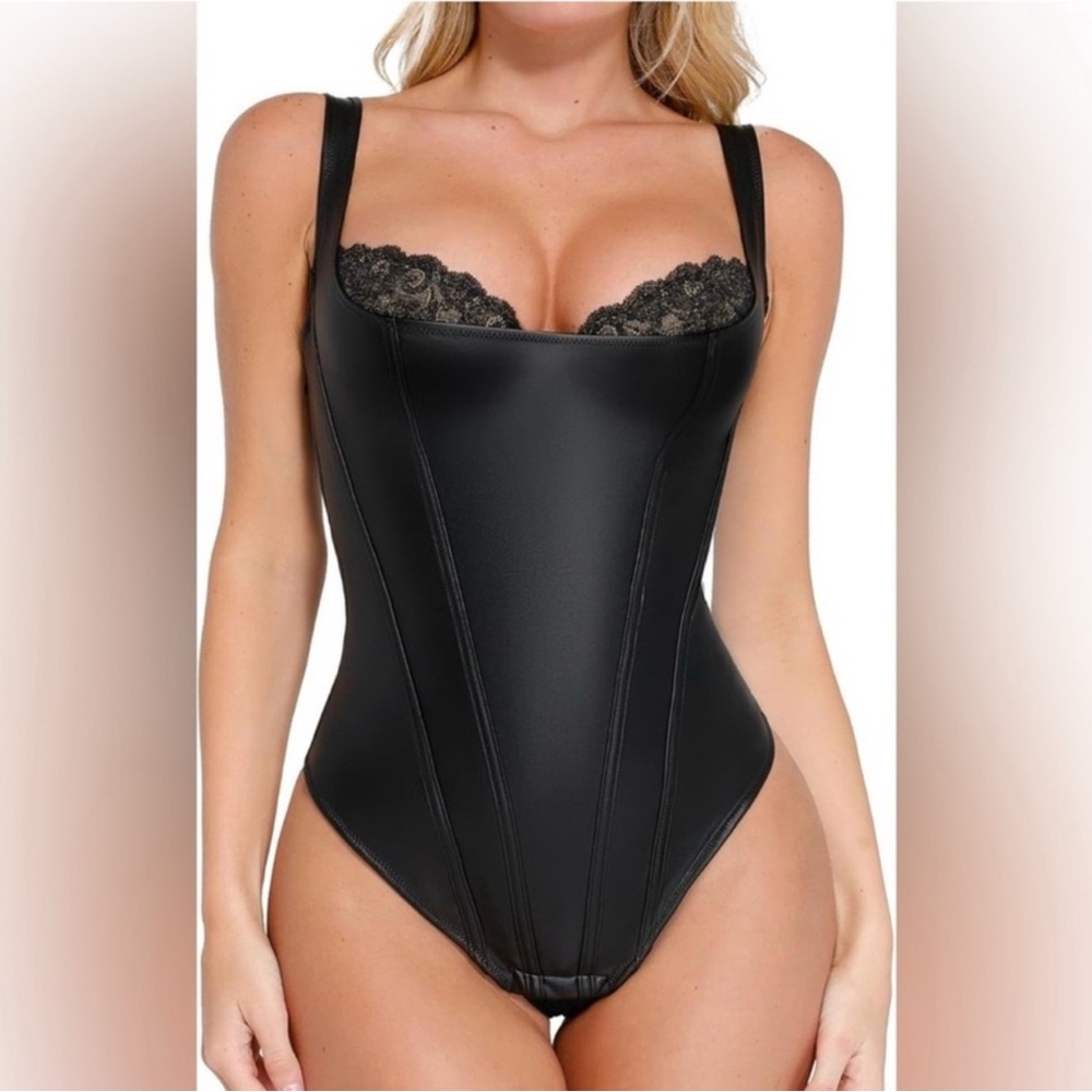 Popilush Faux Leather Bodysuit